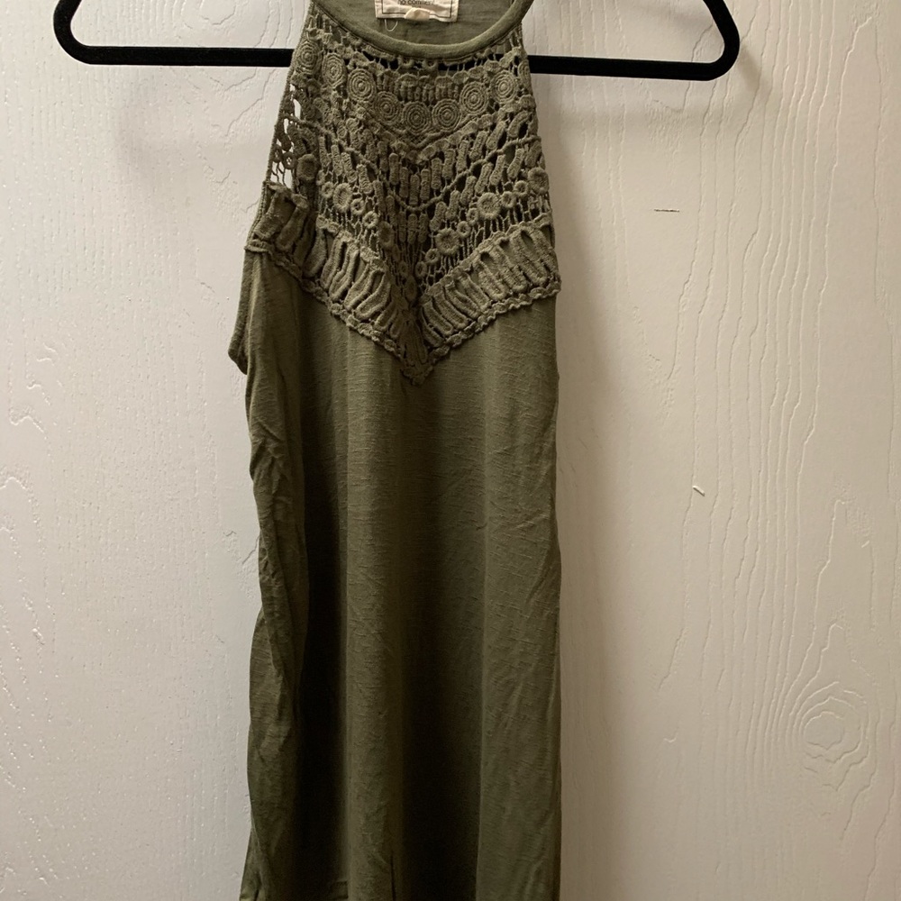 No Comment olive lace tank